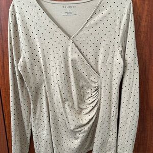 Talbots Beige Polka Dot Long Sleeve Top